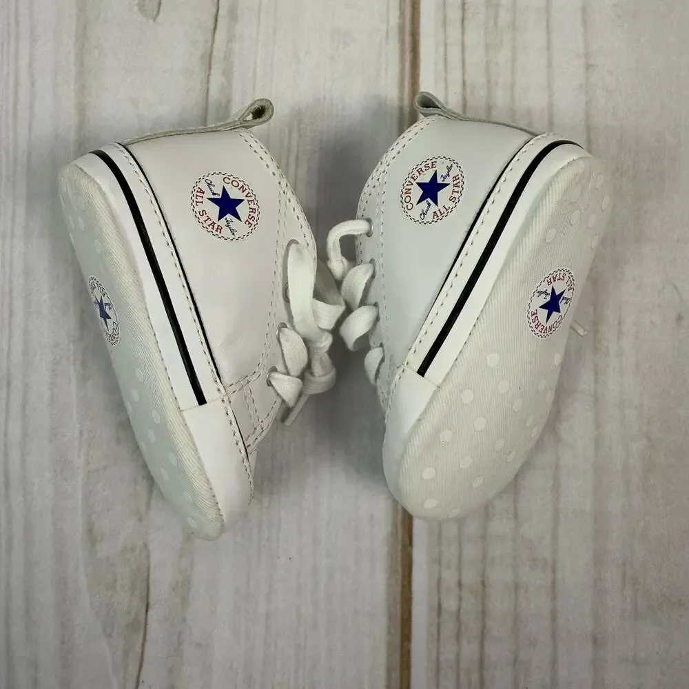 Converse All Star Crib Shoes Toddler Baby White High Top Sneakers Size 2